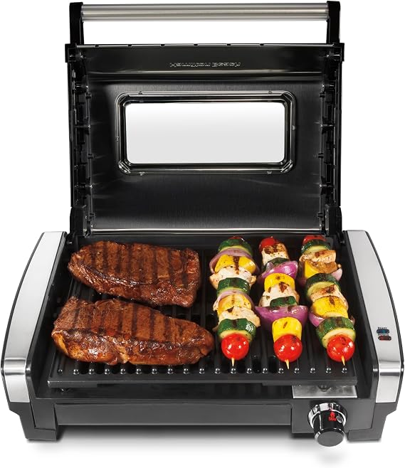 Hamilton Beach Electric Indoor Searing Grill With Lid & Viewing Window