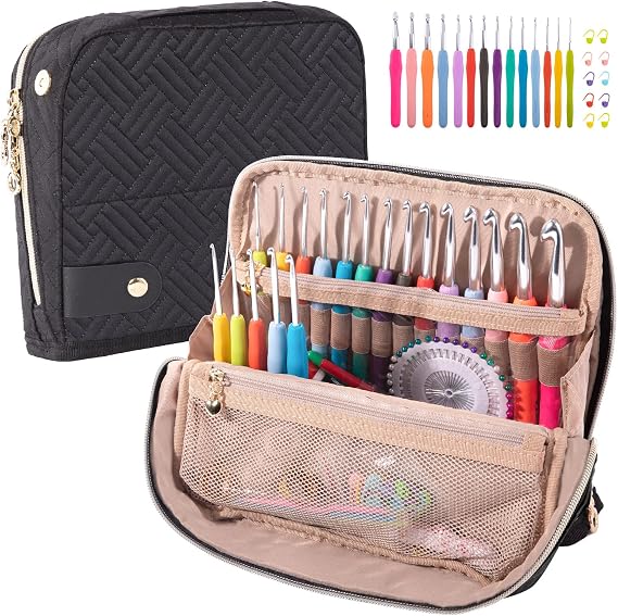 MYBAGZING Ergonomic Crochet Hook Set with Case 14 Sizes 2mm-10mmCrochet Kit