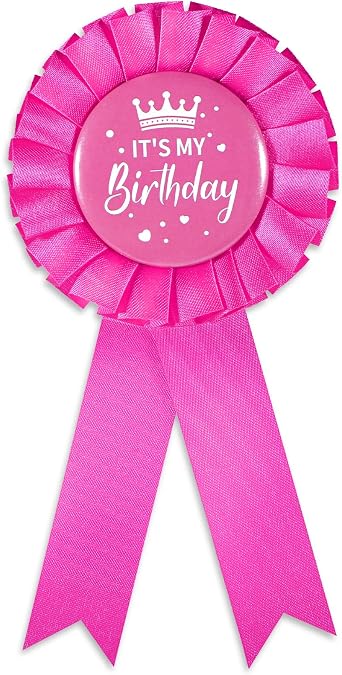 Birthday Ribbon Badge Brooch Purple Fabric Birthday Corsage Satin Tinplate Badge Pin for Girls Women Men Party Decorations Gifting Party Favors