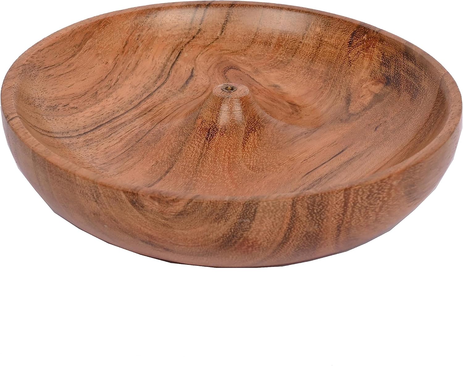 EDHAS Acacia Wood Round Incense Holder and Ash Catcher for Home Décor, Home,Office,Club, Aromatherapy 12.7cm x 12.7cm x 2.54cm