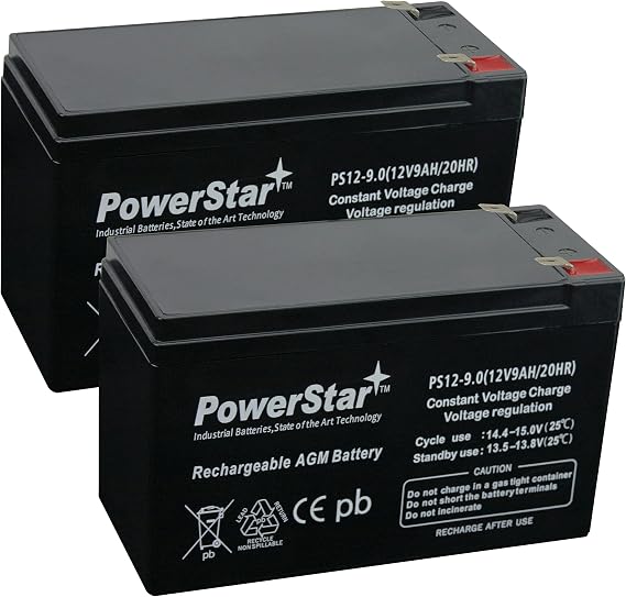 PowerStar Replacement 12v 9.0Ah Replacement Battery for APC RBC38 RBC40 RBC48 RBC51 RBC106 RBC110 RBC124-2Pack