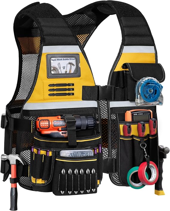 Electrician Tool Vest for Men, Carpenter Safety Work Vest