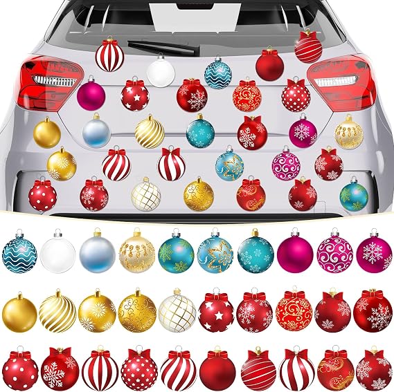 Bememo 30 Pcs 30 Pcs Christmas Magnets, Christmas Car Decoration, Ball