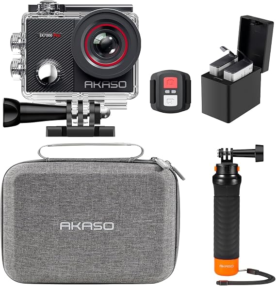 AKASO EK7000 Pro Action Camera Floating Hand Grip Bundle