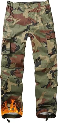 Womens Fleece Lined Cargo Pants Winter Thermal Camo Casual Pants Stretch Insulated Work Pants No Belt