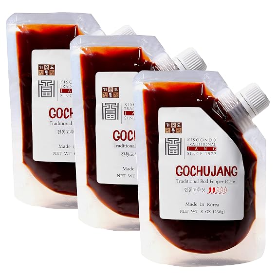 Kisoondo Gochujang (24oz, 3pack) - Traditional Korean Red Chili Paste. Fermented with Organic Spices. Hot Spicy Sauce