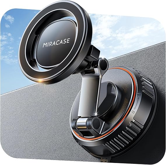Miracase for MagSafe Car Mount[3800gf Strong Magnet & 90+LBS Suction Base]Magnetic Phone Holders for Your Car, 360 Adjustable Dashboard &Windshield Mount with Adhesive Suction Cup for All Smartphones