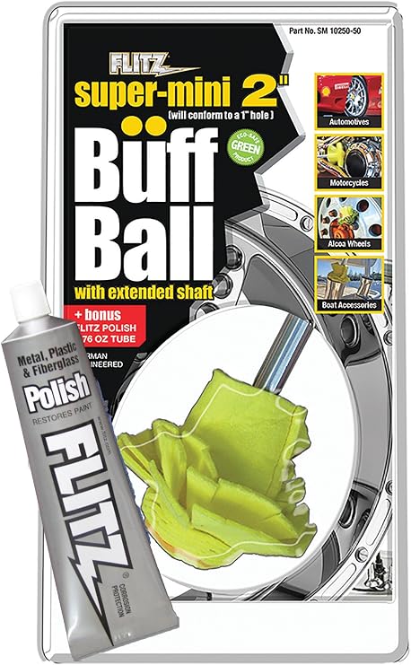 Flitz SM 10250-50 International Mini Buff Ball, 2-Inch, Yellow, Single