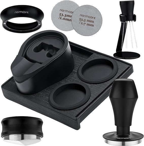 Normcore 53.3mm 7-in-1 Compact Barista Kit: Coffee Tamper, Distributor Tool, WDT with Stand, Dosing funnel, Puck Screen, Tamping Mat, Portafilter Stand, Barista Essentials Kit for Breville Sage 54mm
