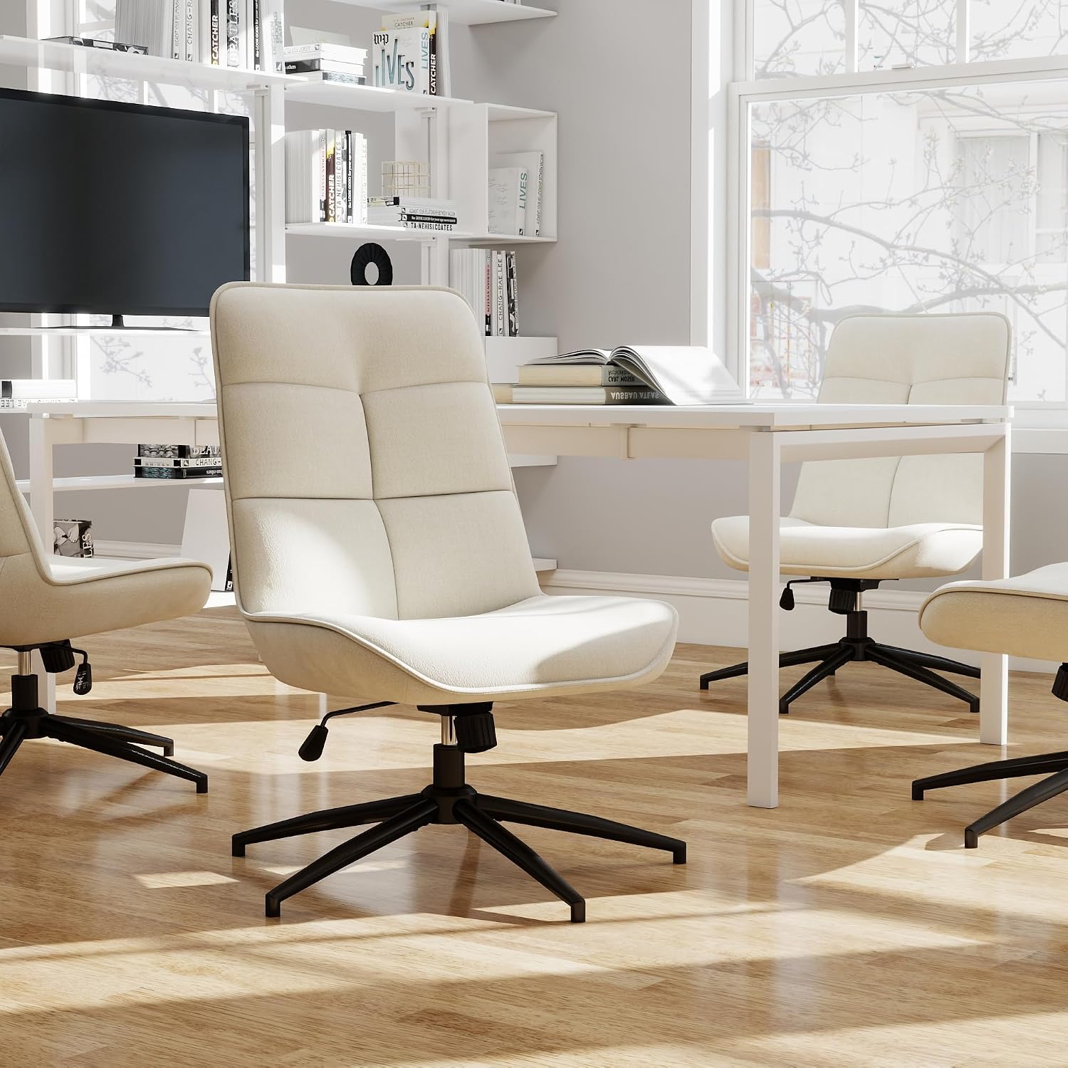 Homy Casa Ergonomic Home Office Desk Chair with Chenille or Suede Upholstery, Adjustable Height, 360° Swivel and Rocking Function for Office, Study and Meeting Room Chenille