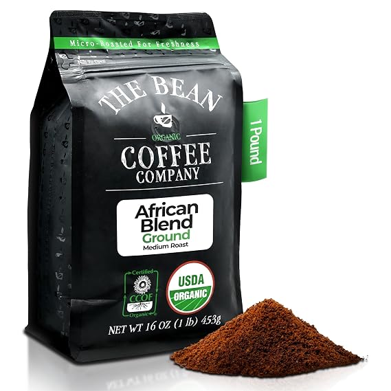 The Bean Organic Coffee Co. African Blend, Medium Roast, Ground, 16 oz
