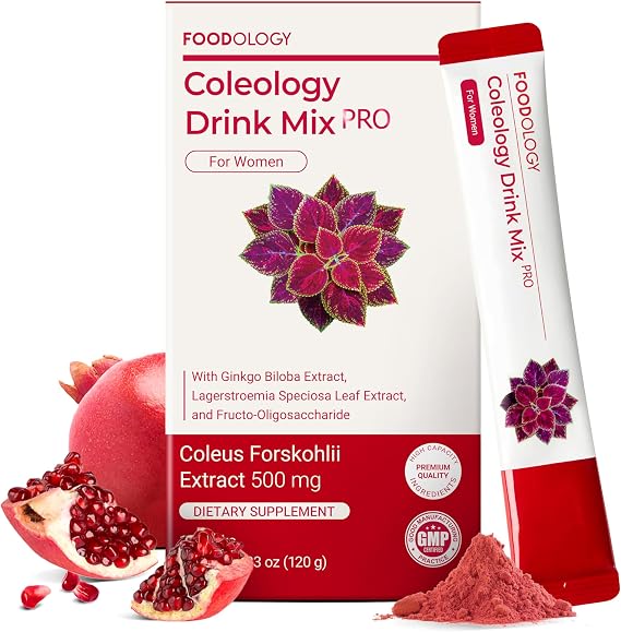 FOODOLOGY Coleology Drink Mix PRO | 3,000mg Prebiotic Fiber & Metabolism Support | Daily Pomegranate Stick Powder for Gut Health & Weight Management | 15 Sticks