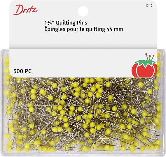 Dritz 1310 Quilting Pins, Yellow, 1-3/4-Inch (500-Count)