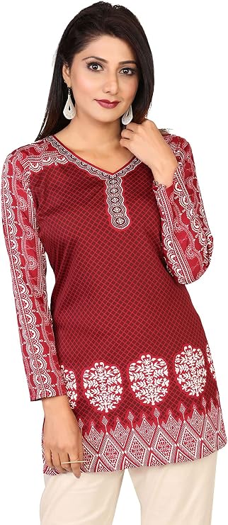 Maple Clothing Indian Short Kurtis Womens Printed Outfit Blouse Kurta India Tunic Top