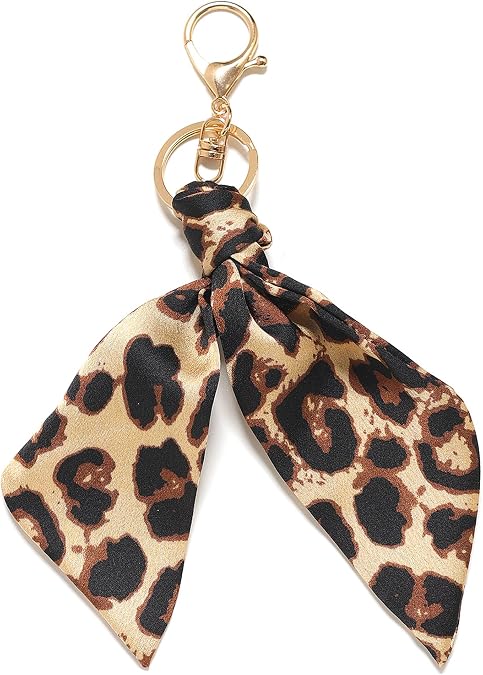 Leopard Print Fabric Keychain for Purse Handbags Bag Accessories