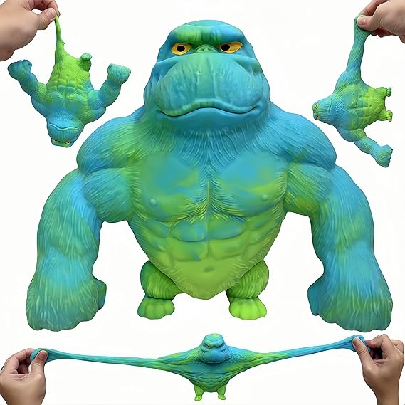 Squeeze Toy, Squishy Monkey Toy,Stretchy Glue-Sand Filled Rubber Gorilla,Elastic Stretchable, Autism,Decompression Toy for Adults and Children Animal for,Gift for Christmas, Blue Medium