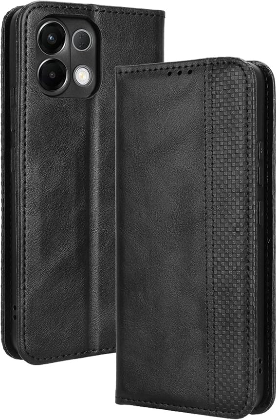Case Compatible with Oppo K12S 5G, PU Leather flip Cover Compatible with Oppo K13 5G Phone Case Black