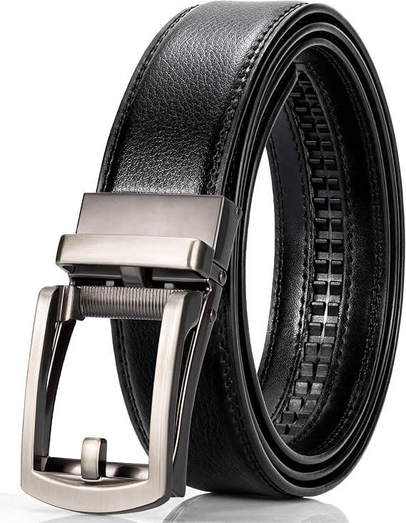 maikun Ratchet Belts for Men, Black Slide Click Belt, Automatic Buckle
