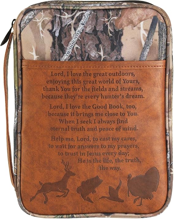 Dicksons Camo Hunters Prayer Brown Large Canvas Zippered Bible Cover with Handle