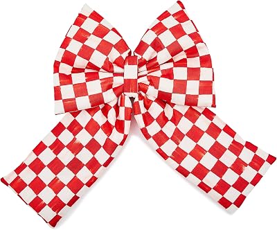 MACKENZIE-CHILDS Bow, Christmas Bow for Home Decor or Gifts, Large, Red-and-White Red Check