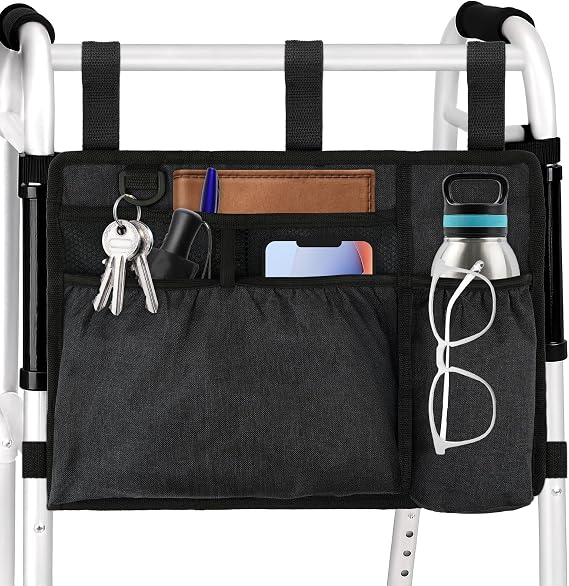 Walker Bag Basket with Cup Holder for Folding Walker Accessories