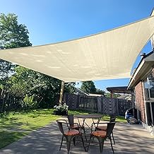 SUNLAX Sun Shade Sail 12' x 12' Cream Rectangle Canopy Sail Shade Cover UV Block Permeable Sunshade Outdoor for Patio Backyard Deck Pergola (We Make Custom Size)