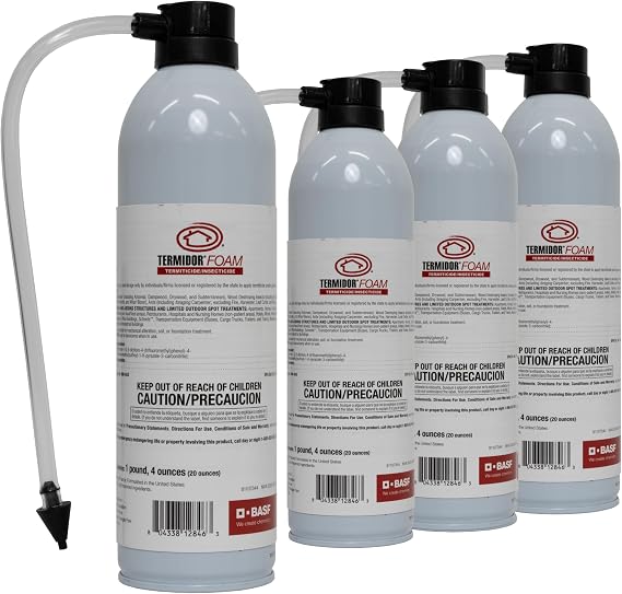 BASF Termidor Foam 20 oz 4 Pack - Termiticide Insecticide for Termites, Ants & Wood Destroying Pests & Insects