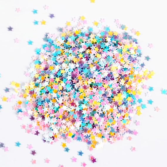 Sourcingbay 3mm Star Glitter Sequins, Macaron Color Mix, 0.35 oz