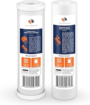 Aquaboon 5 Micron 10 x 2.5 House Water Filters Cartridges Set of 3 | Sediment & Carbon Filter Replacements Compatible with WHKF-WHWC, P5, WHKF-GD05