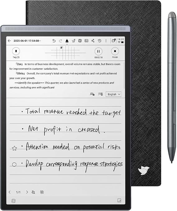 AINOTE Air 2 Bundle, 8.2" AI E Ink Tablet, Smart Paper Note-Taking Tablet with Stylus & Adjustable Light, Powered Multi-Language Transcription, Meeting Minutes Schedule Management