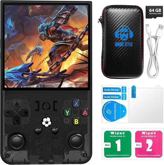 Plug and Play &Retro Handheld Game Console, Open Source Linux System Designed for Families, 4000mAh Battery & 64GB Storage (Black 10)