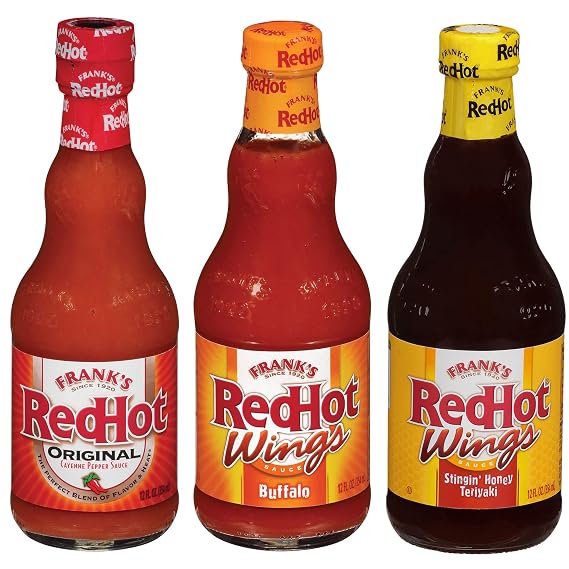 Frank's RedHot Hot Sauce Variety Pack (Original, Buffalo, and Stingin' Honey Teriyaki), 3 count