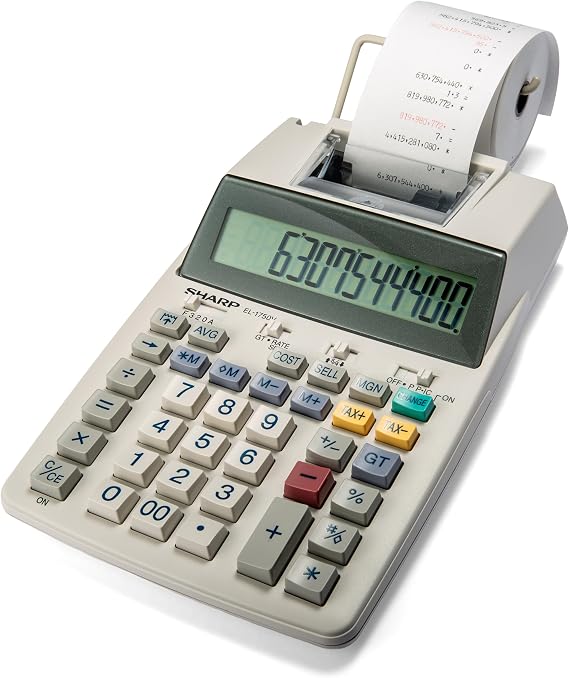Sharp EL-1750V Two-Color Printing Calculator 2 Lines/Sec 3" Black/Red