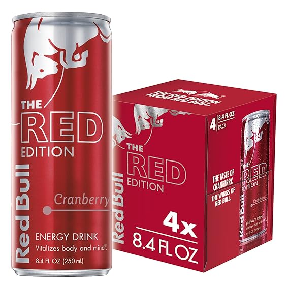 Red Bull Energy Drink, Cranberry, Red Edition, (4 Count of 8 Fl Oz Cans) 48 Fl Oz