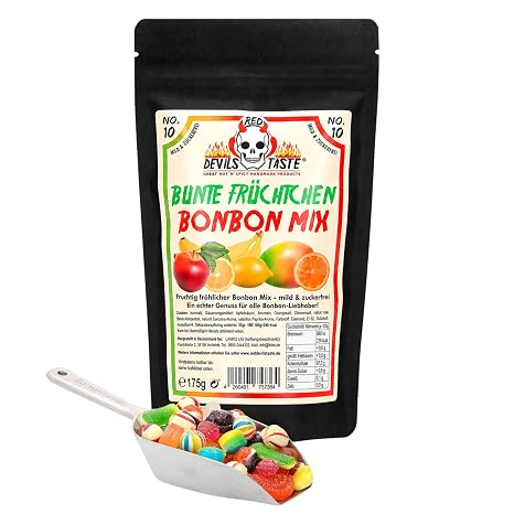 Bunte Früchtchen Bonbon Mix - zuckerfrei - 175g - im ZIP Beutel - RED DEVILS TASTE