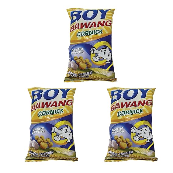 Boy Bawang Cornick, Garlic - Crispy Tasty & Gluten-Free Corn Nuts 3.54 ounces (100g), 3 Pack