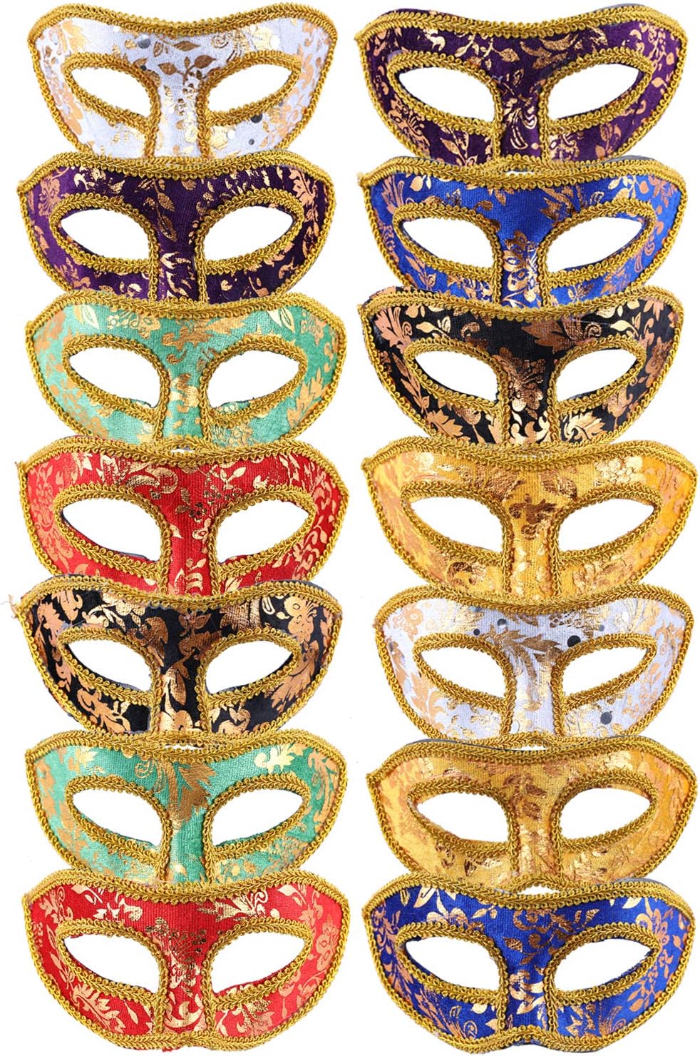 14 Pieces Half Face Mardi Gras Masquerade Mask Venetian Masquerade Mask