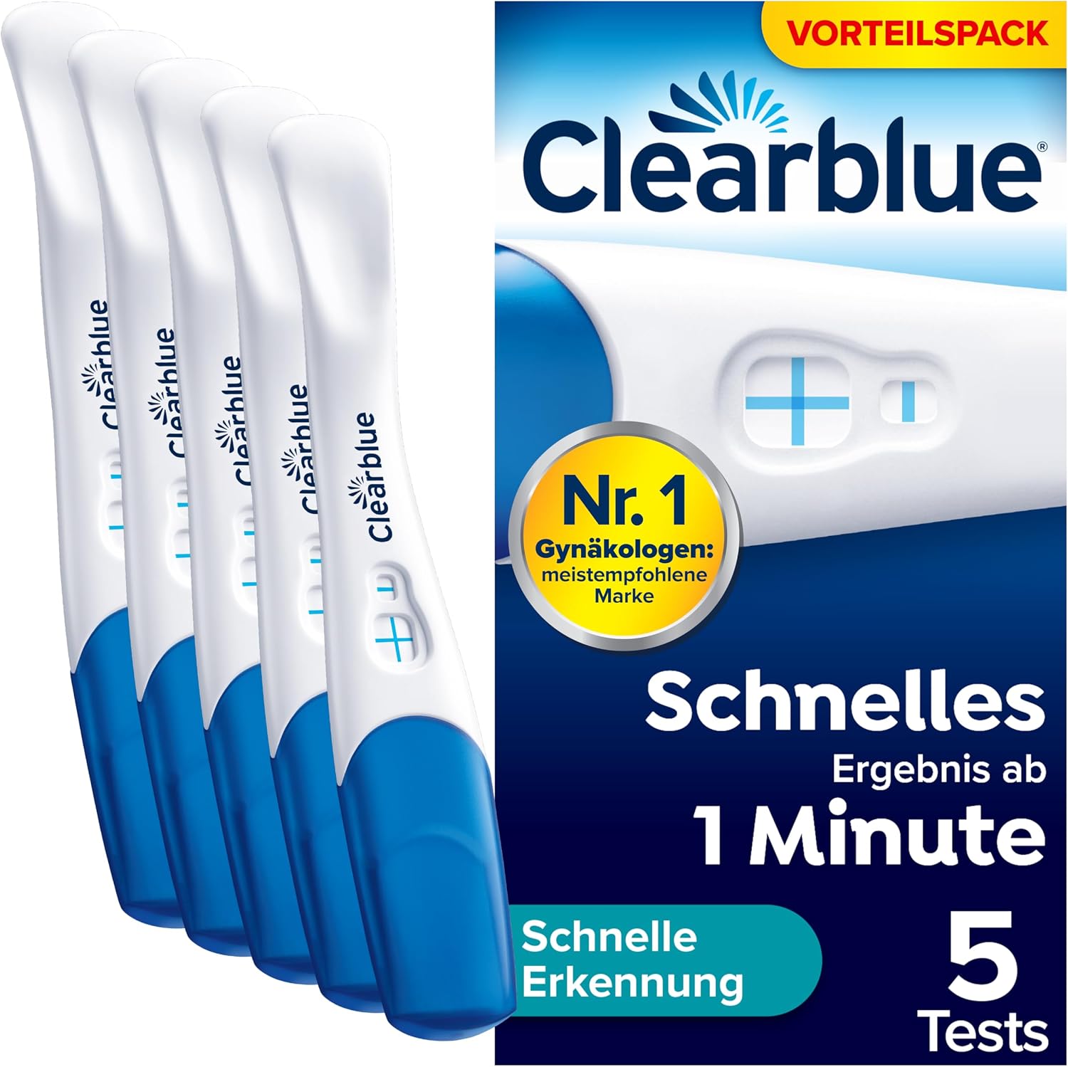 Clearblue pregnancy test Fast detection 5x Pregnancy test over 99% reliable with FloorguardTM result within 1 minute