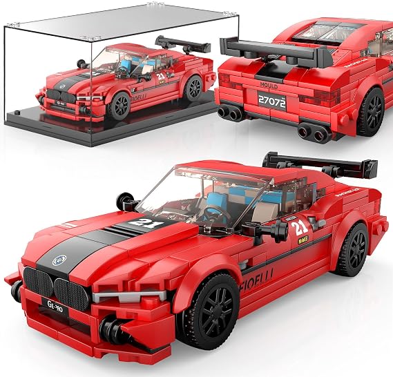 Mould King M8 Speed Champion Classic Cars MOC Building Sets & Display Case, 27072 Creative Racing Car for Boys Age 14+, Cool Vehicles Model Toys Birthday Gifts for Adults/Teens, 480 PCS