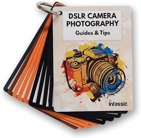 DSLR Camera Photography Cheat Sheet Cards - Photography Accessories for Canon, Nikon, Sony - Quick Reference Flashcards for Photographers - Exposure, Settings, Troubleshooting Guides & Tips - 4 x 3