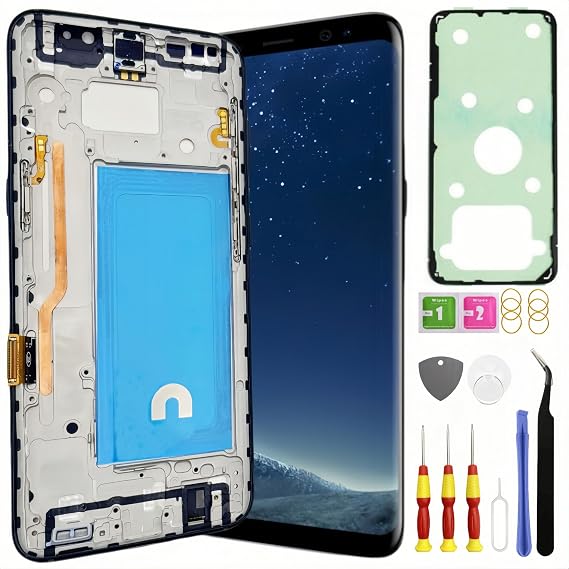 TFT Galaxy S8 Screen Replacement for Samsung Galaxy S8 LCD Screen Touch Digitizer Display Pantalla with Frame Toolkits SM-G950U G950F Black