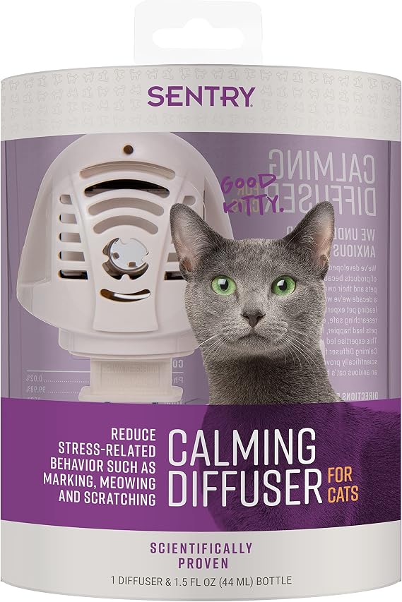SENTRY PET CARE Sentry Calming Diffuser Cat 1.5oz | Reduces stress & unwanted behaviors like spraying; whole-room pheromone diffuser; 30-day release; includes refill