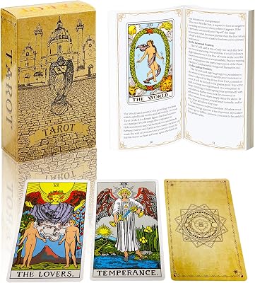IXIGER Tarot Cards Deck, 78 Cards with Guidebook, Classic Style, Durable, Standard Size, Future Telling Game