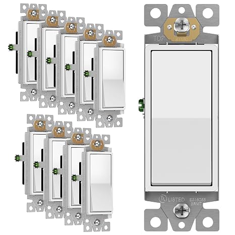 ENERLITES 4-Way Decorator Paddle Rocker Light Switch & 3-Way Decorator Paddle Rocker Light Switch, Gloss Finish & Decorator Paddle Rocker Light Switch, Gloss Finish, Single Pole, 3 Wire