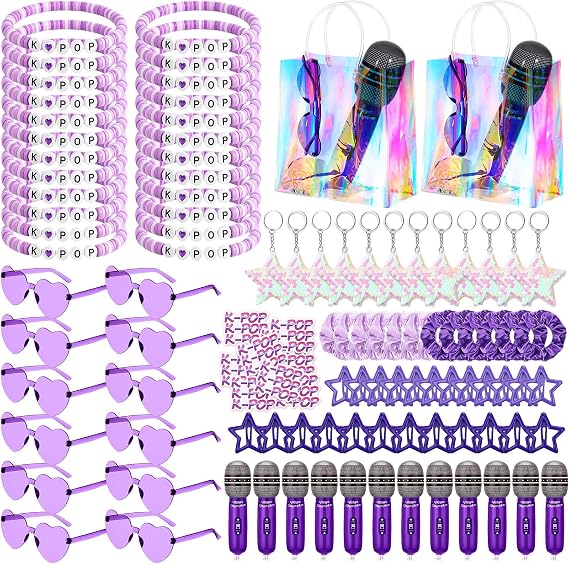 Yaomiao 158 Pcs/ 12 Sets Kpop Party Favors Inflatable Microphones, Purple