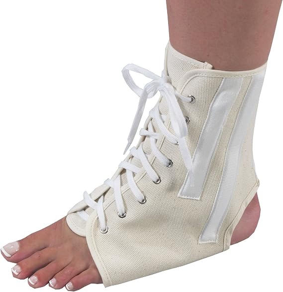 Canvas Ankle Brace with Laces, Beige, Large