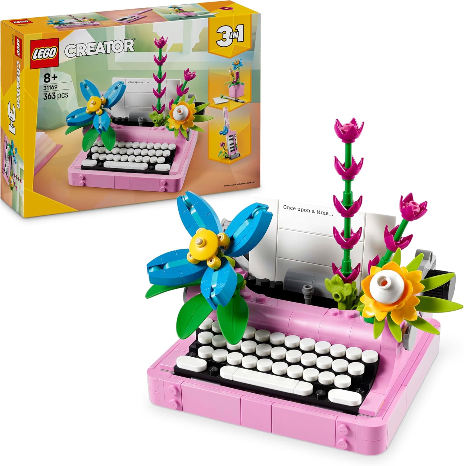 LEGO Creator 3’ü 1 Arada Çiçekli Daktilo 31169-8 Yaş ve Üzeri Çocuklar için Keytar veya Saksıya Dönüşebilen Yaratıcı Oyuncak Yapım Seti, Doğum Günü Hediyesi 363 Parça