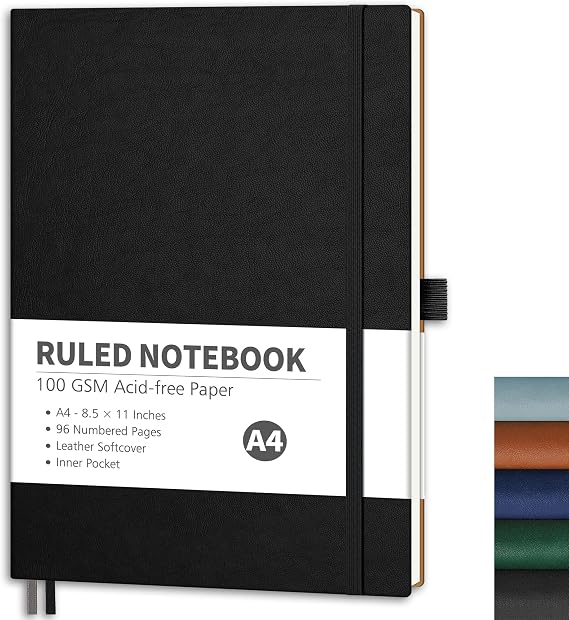 RETTACY Lined Journal Notebook, 96 Numbered Pages, A4 Size (8.5'' x 11'')