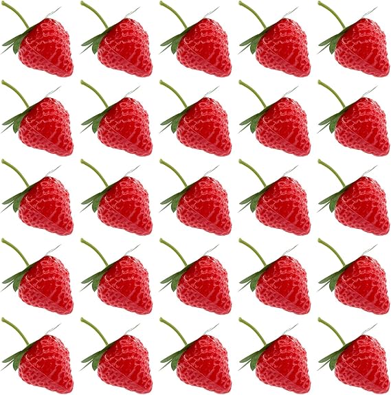 25pcs High-Fidelity Plastic Strawberries Artificial Strawberries Decorative Strawberries Cake Display Models Photography Props Home Dessert Table Decorations
