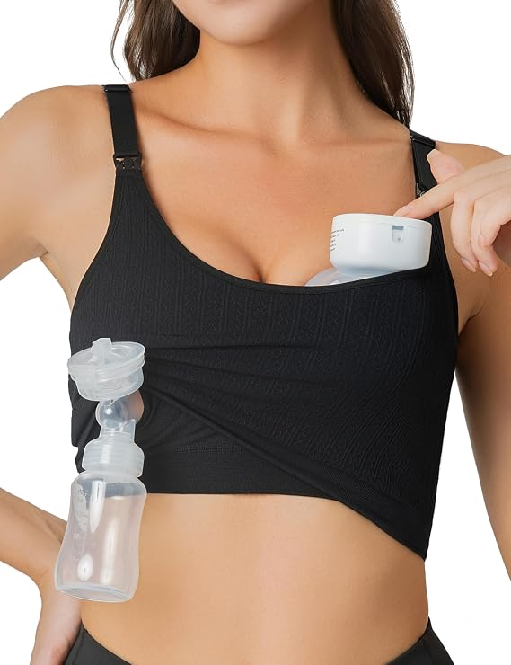 Seamless Sleep Pumping Bra Hands Free, All-in-One Nursing Bra for Breastfeeding, Ultra Comfort for All Day Wear